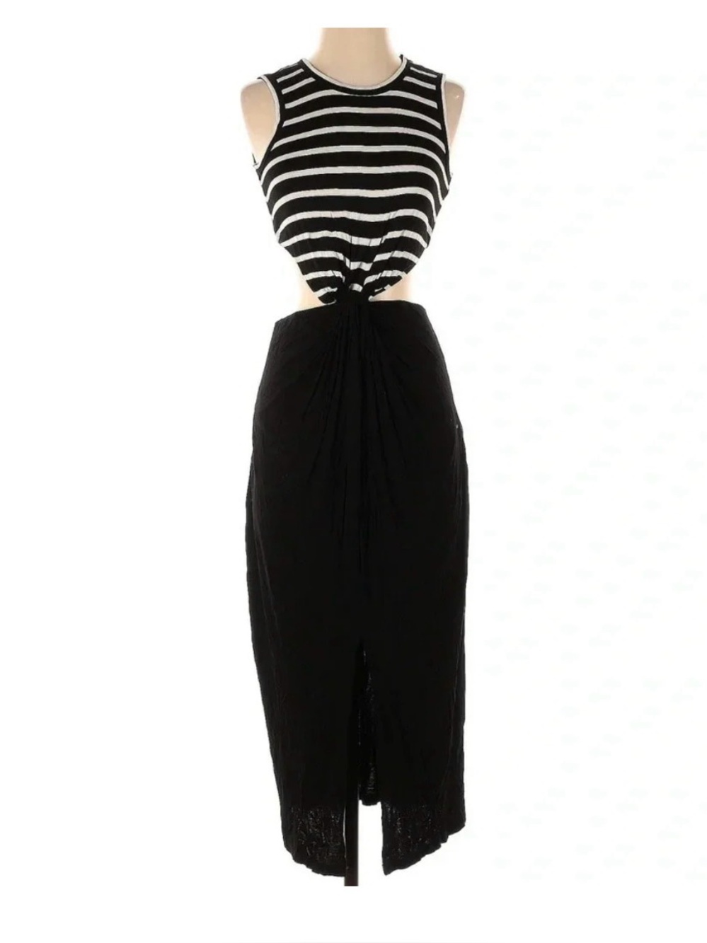 A.L.C. Cutout Maxi Dress Alejandro Black & White Striped Jersey Size XS